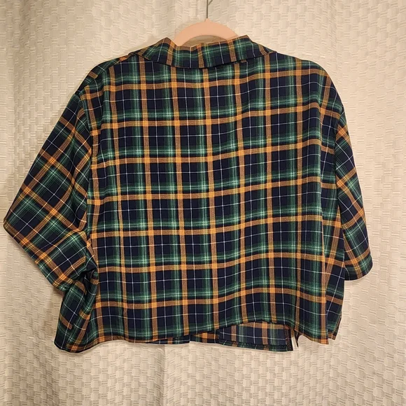 5/$16 💓Plaid Button Up And Skirt Set Blue Green and Yellow Co-ord 2 Piece Set - Picture 6 of 10